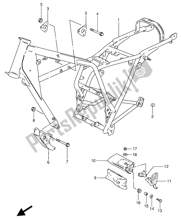 Todas as partes de Quadro, Armação do Suzuki GN 250 1992