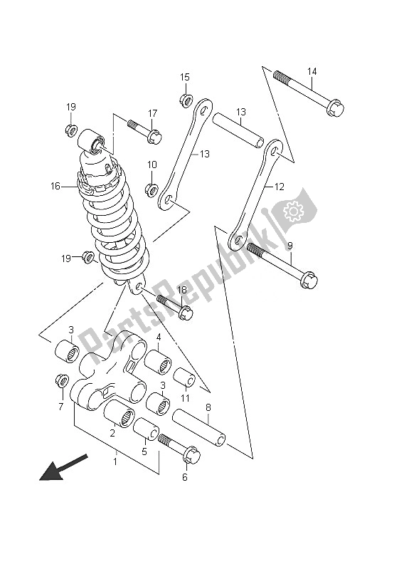 Tutte le parti per il Leva Del Cuscino Posteriore del Suzuki C 800 VL Intruder 2011