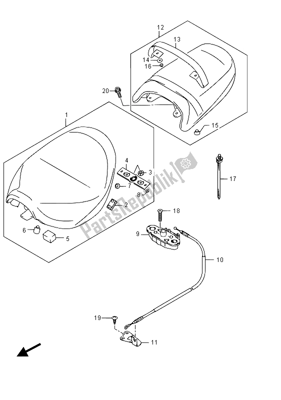 All parts for the Seat of the Suzuki VZ 800 Intruder 2015