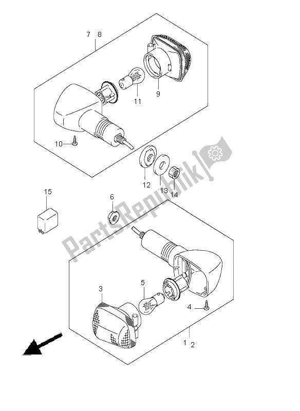 All parts for the Turn Signal Lamp (e24, F. No. 100196) of the Suzuki GSX 1400 2003