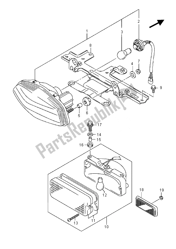 All parts for the Rear Combination Lamp (lt-f400fz) of the Suzuki LT F 400 FZ Kingquad FSI 4X4 2014