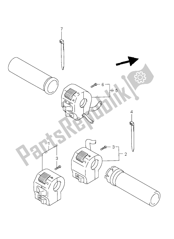 Todas las partes para Interruptor De La Manija de Suzuki VL 1500 Intruder LC 2003