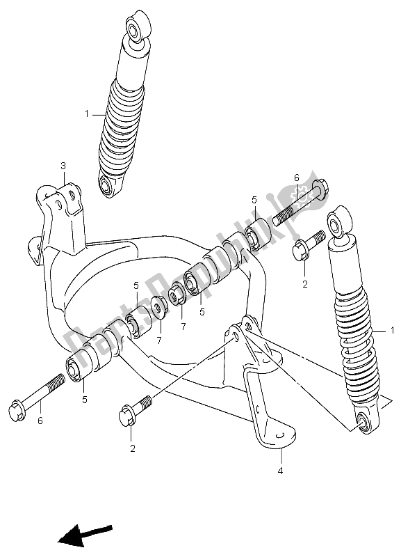 All parts for the Suspension Arm of the Suzuki LT A 50 Quadsport 2004