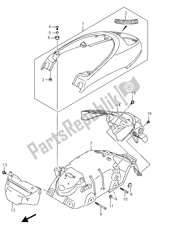 All parts for the Rear Fender of the Suzuki VZ 800 Intruder 2015