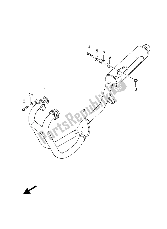 All parts for the Muffler of the Suzuki GS 500 EF 2005