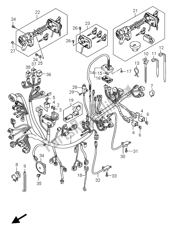 All parts for the Wiring Harness (an650) of the Suzuki AN 650A Burgman Executive 2005