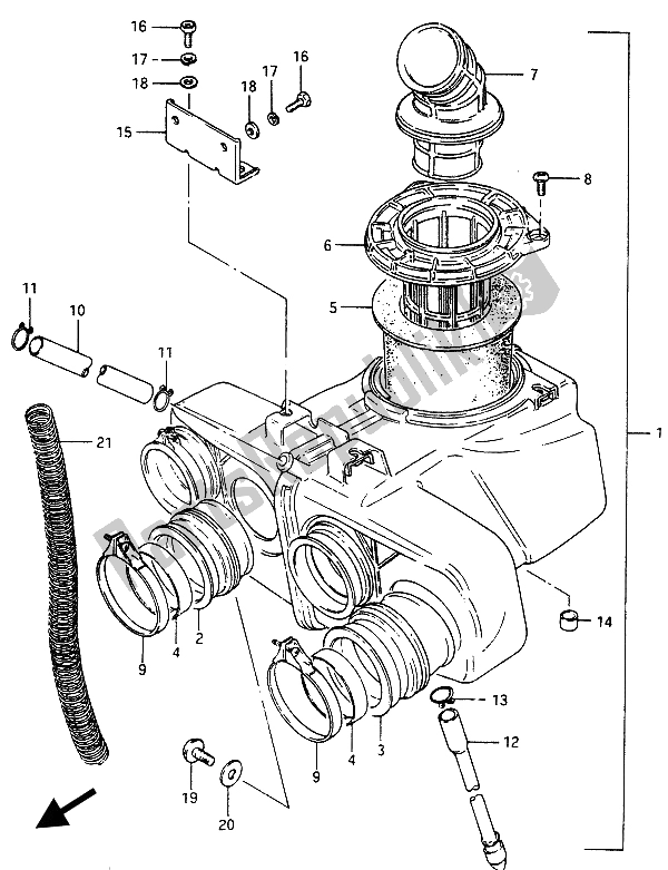 All parts for the Air Cleaner of the Suzuki GSX 750 ES 1986