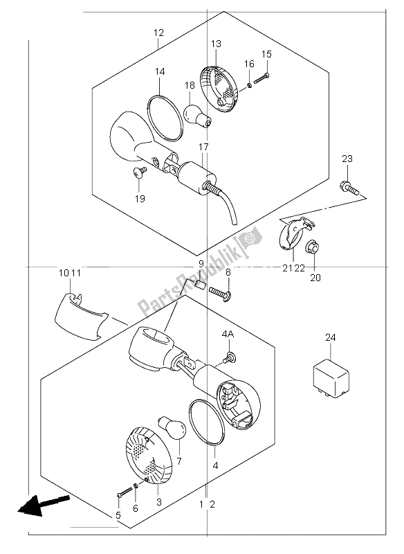 All parts for the Turn Signal Lamp of the Suzuki VL 250 Intruder 2003