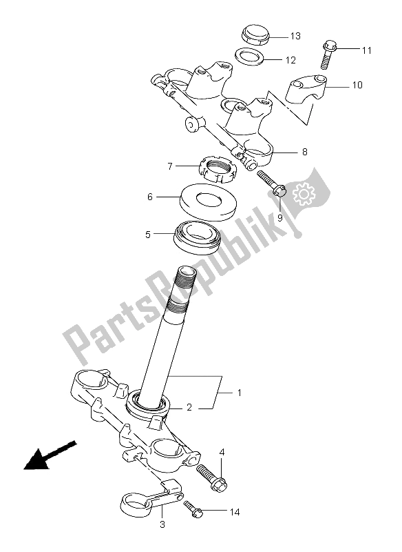 All parts for the Steering Stem (e3-e33) of the Suzuki DR Z 125 SW LW 2006