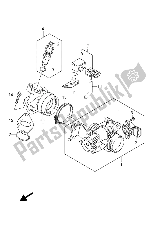 All parts for the Throttle Body of the Suzuki UH 125 Burgman 2007