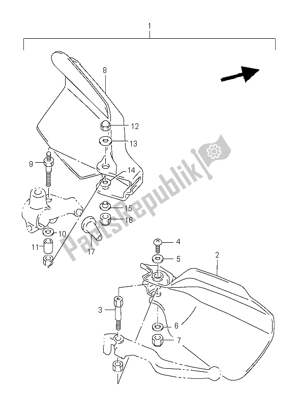 Tutte le parti per il Copertura Nocche (opzione) del Suzuki DR 125 SE 2001