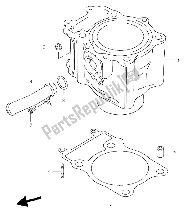 All parts for the Cylinder of the Suzuki LT A 500F Quadmaster 2001