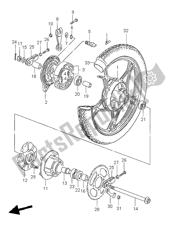 Todas as partes de Roda Traseira do Suzuki GN 125E 1996