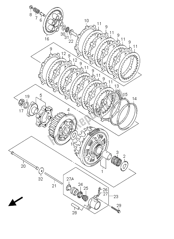 Todas las partes para Embrague de Suzuki GSX 1300R Hayabusa 2004