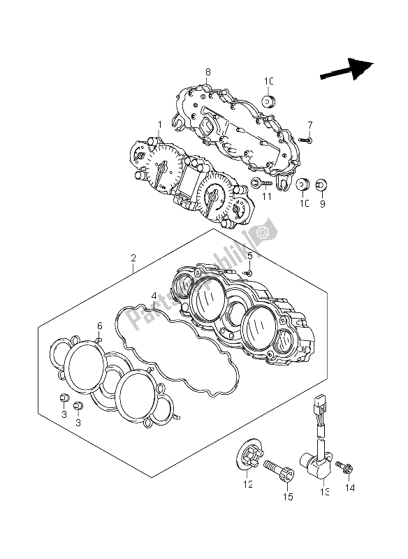 All parts for the Speedometer 9gsx1300r E14) of the Suzuki GSX 1300R Hayabusa 2011