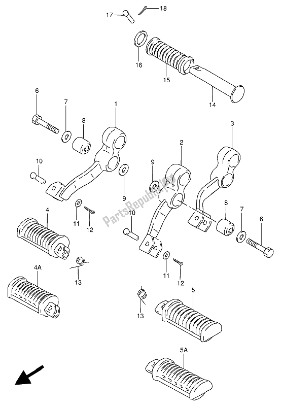 All parts for the Footrest of the Suzuki GN 250E 1991