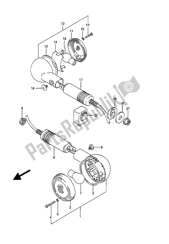 Toutes les pièces pour le Feu Clignotant du Suzuki GSX 1100G 1993