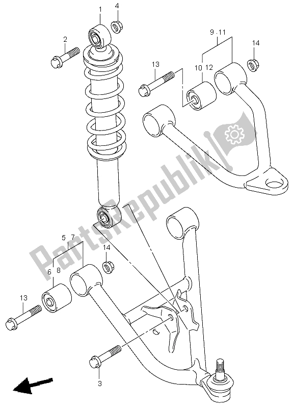 All parts for the Suspension Arm of the Suzuki LT F 250 Ozark 2002