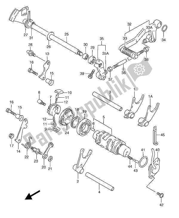 Todas as partes de Mudança De Marchas do Suzuki RGV 250 1994