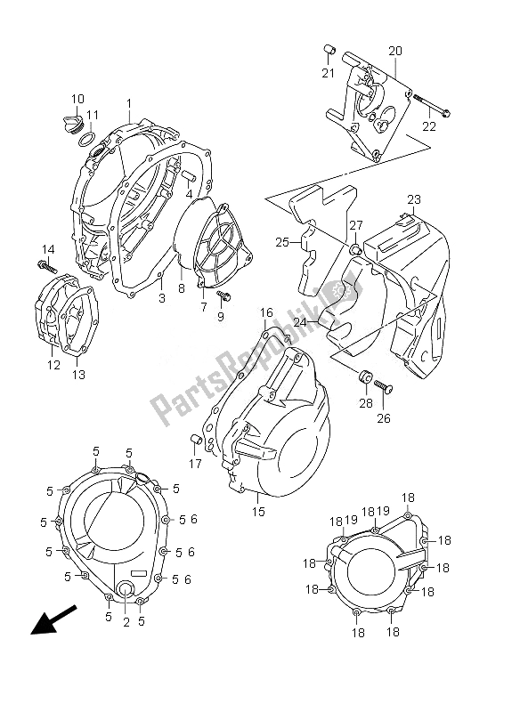 Tutte le parti per il Coperchio Del Carter del Suzuki GSX 1250 FA 2010