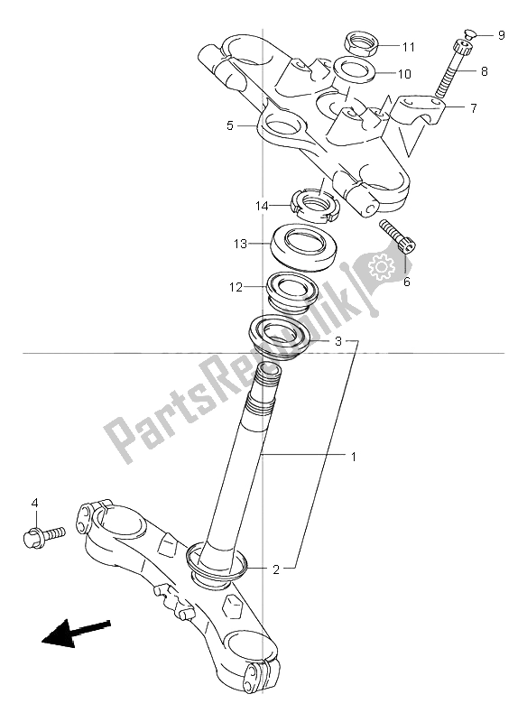 All parts for the Front Fork Bracket (gsf600s) of the Suzuki GSF 600 NS Bandit 2001