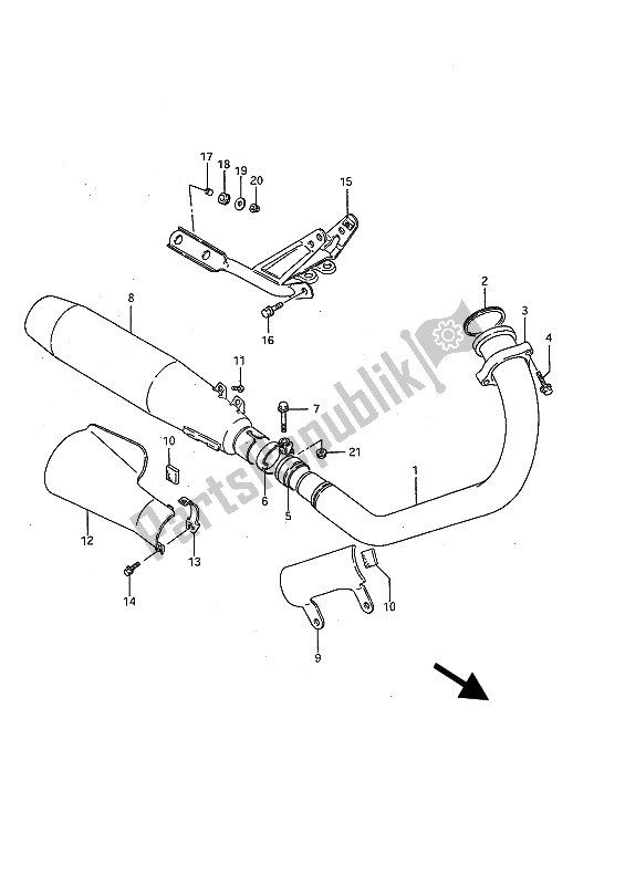 All parts for the Muffler of the Suzuki LS 650 FP Savage 1988