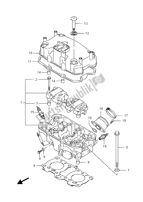 Tutte le parti per il Testata del Suzuki GW 250F Inazuma 2015