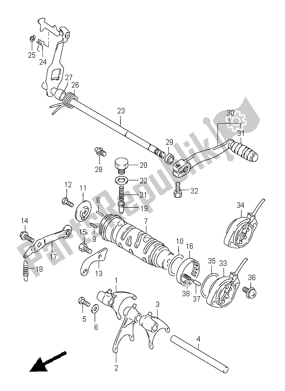 Toutes les pièces pour le Changement De Vitesse du Suzuki GS 500 2002