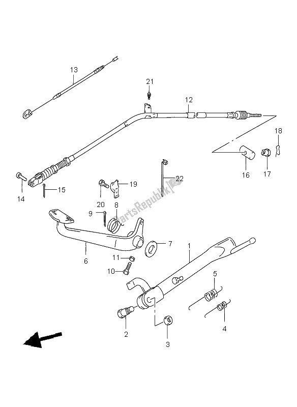 All parts for the Stand & Rear Brake of the Suzuki GZ 250 Marauder 1999