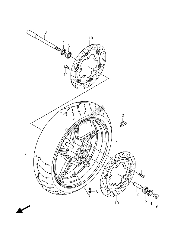 All parts for the Front Wheel (sfv650u) of the Suzuki SFV 650A Gladius 2015