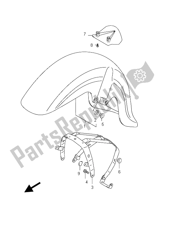 Tutte le parti per il Parafango Anteriore (vl800 E24) del Suzuki C 800 VL Intruder 2012