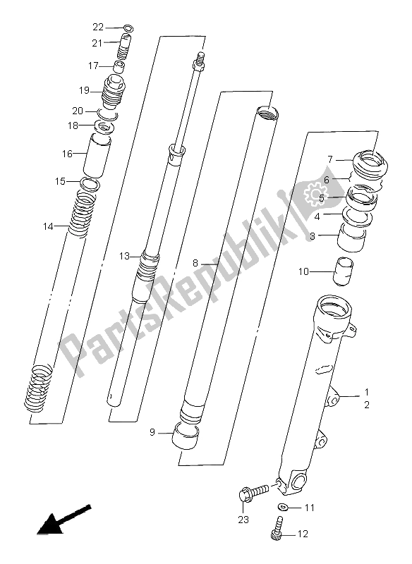 Tutte le parti per il Ammortizzatore Anteriore (gsf1200sa) del Suzuki GSF 1200 Nssa Bandit 1999