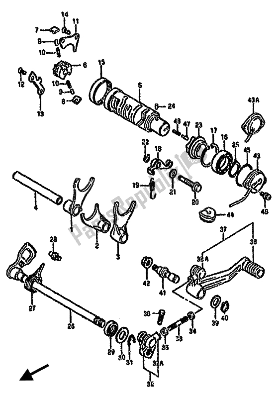 Toutes les pièces pour le Changement De Vitesse du Suzuki GSX 750F 1990