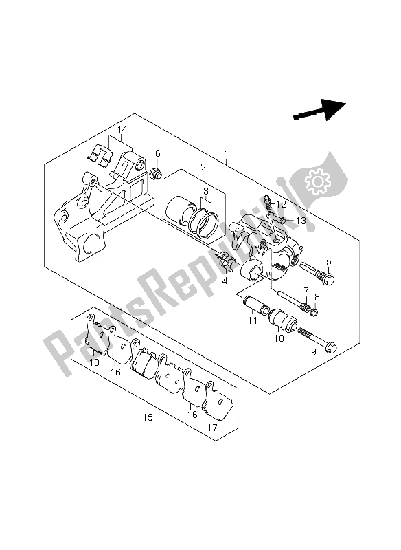 Toutes les pièces pour le étrier Arrière (gsf1200-s) du Suzuki GSF 1200 Nsnasa Bandit 2006