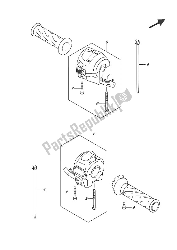 All parts for the Handle Switch of the Suzuki RV 200 2016