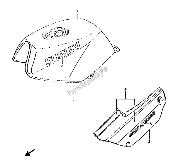 All parts for the Fuel Tank & Frame Cover of the Suzuki RG 125 CUC Gamma 1986