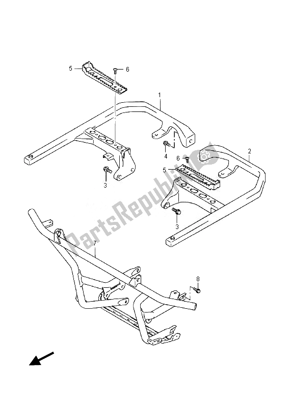 All parts for the Footrest of the Suzuki LT A 500 XPZ Kingquad AXI 4X4 2014