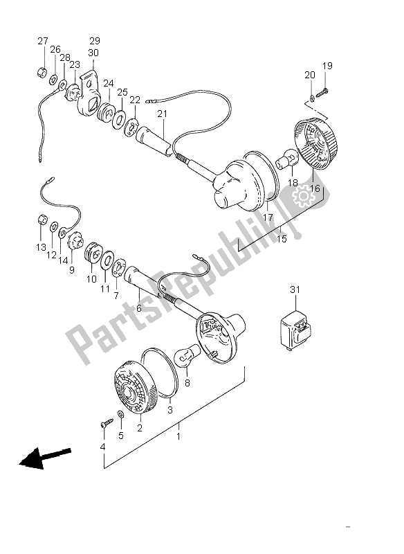 All parts for the Turn Signal Lamp of the Suzuki GN 125E 1996