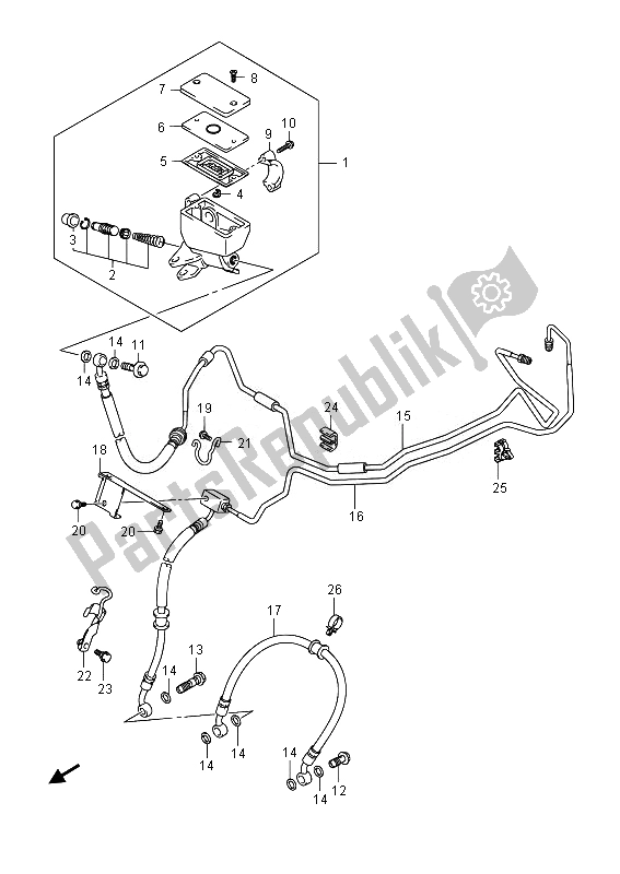 All parts for the Front Brake Hose (gsx1300ra E19) of the Suzuki GSX 1300 RA Hayabusa 2014