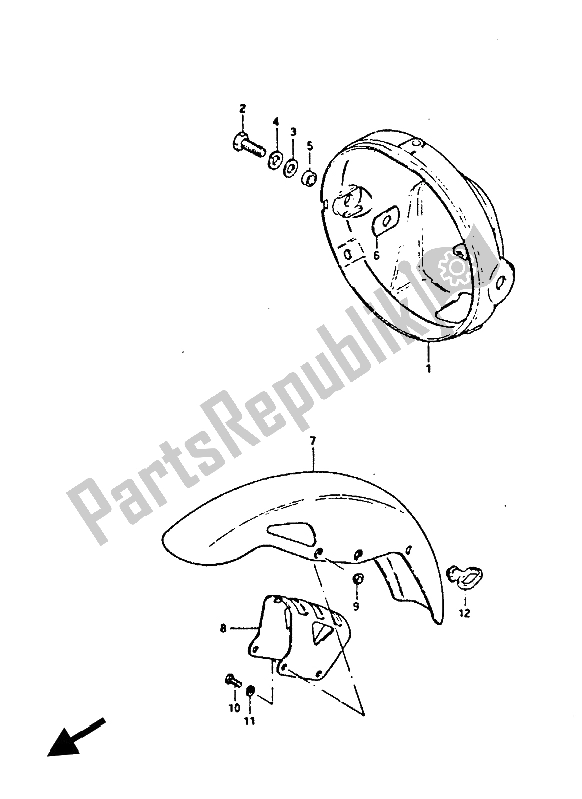 Tutte le parti per il Alloggiamento Del Faro E Parafango Anteriore del Suzuki GS 450 ES 1987