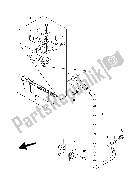 All parts for the Front Master Cylinder of the Suzuki RM 250 2007