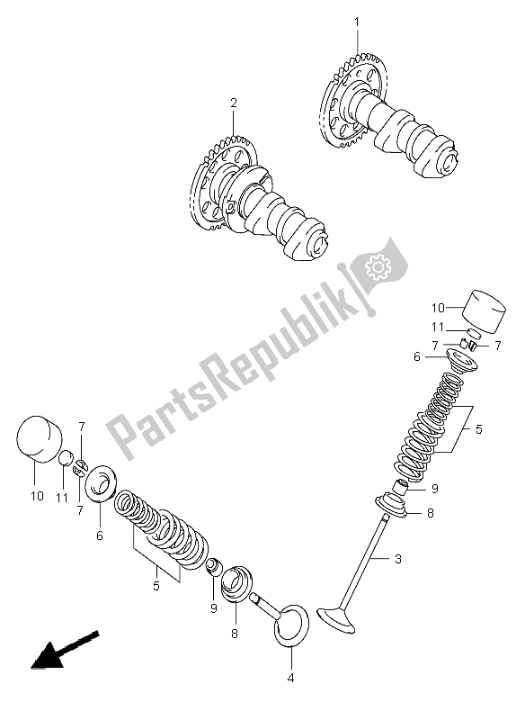 All parts for the Camshaft & Valve of the Suzuki DR Z 400S 2005
