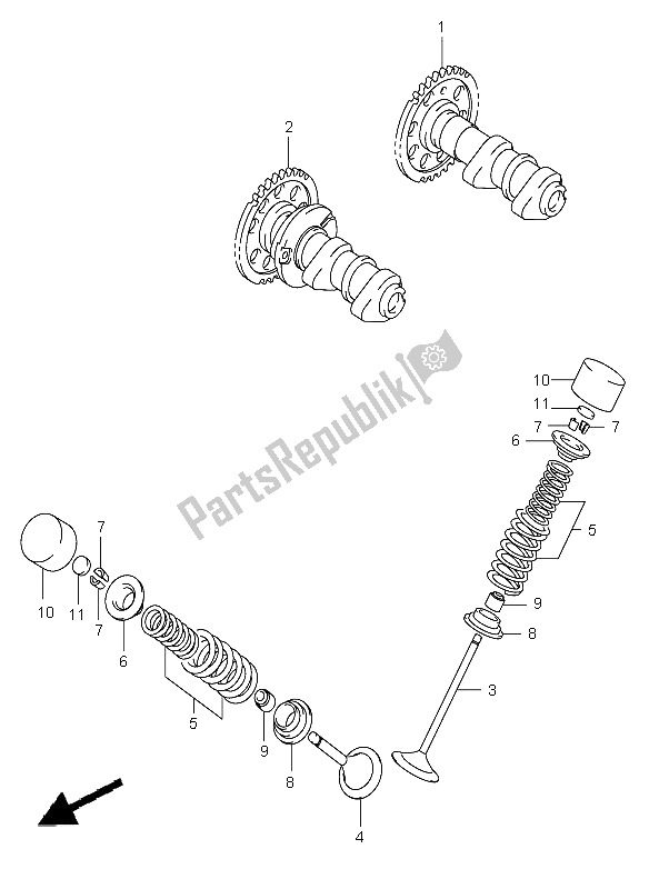 Todas las partes para árbol De Levas Y Válvula de Suzuki DR Z 400S 2005