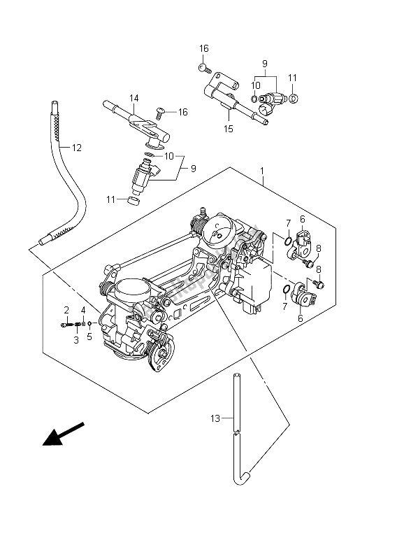 All parts for the Throttle Body of the Suzuki SFV 650A Gladius 2011