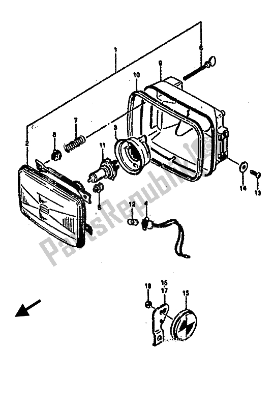 Toutes les pièces pour le Lampe Frontale du Suzuki RG 500 Gamma 1986