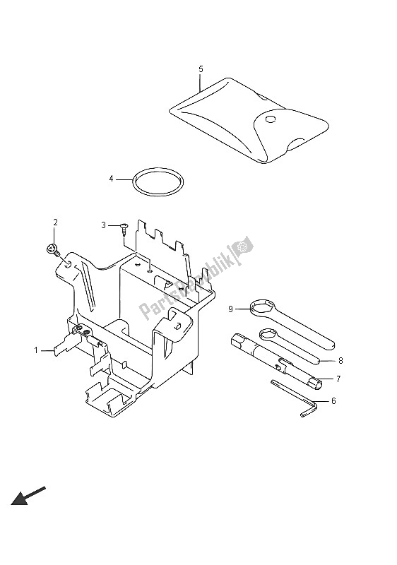 All parts for the Battery Holder of the Suzuki DL 650 AXT V Strom 2016