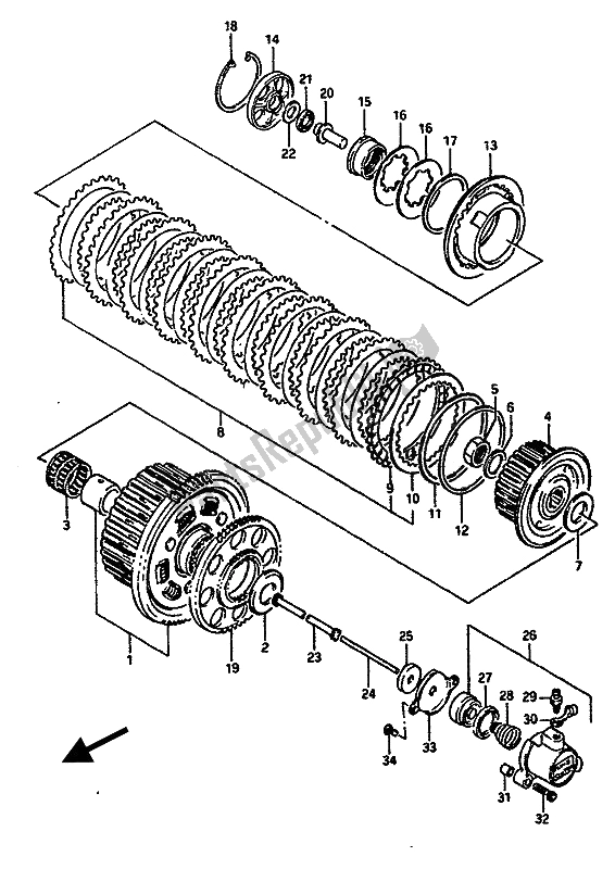 Tutte le parti per il Frizione del Suzuki GSX R 1100 1989