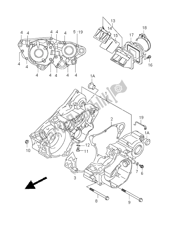 All parts for the Crankcase of the Suzuki RM 250 2004