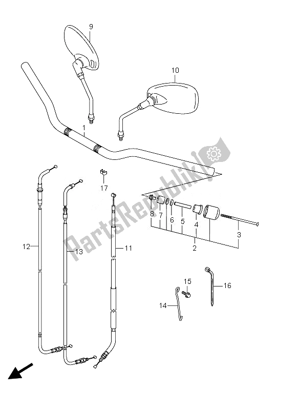 All parts for the Handlebar of the Suzuki VZ 800 Intruder 2010