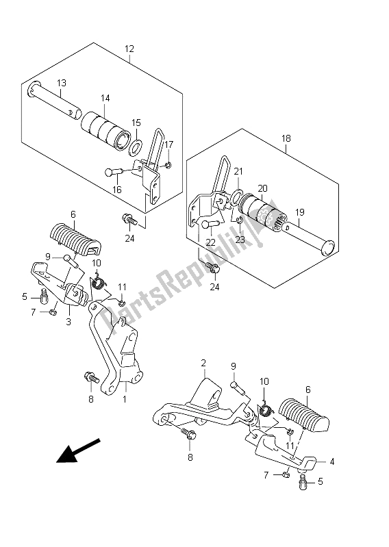 Todas las partes para Reposapiés de Suzuki VZ 800 Intruder 2011